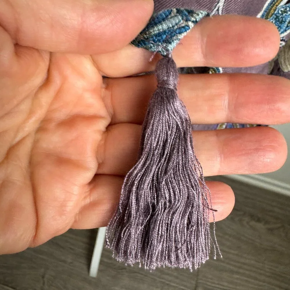 NWT Chico's Lilac Floral Soft 100% Rayon Large Scarf Wrap Tassels